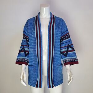 Vintage 70s LeRoy Blue Kimono Sleeve Cardigan
